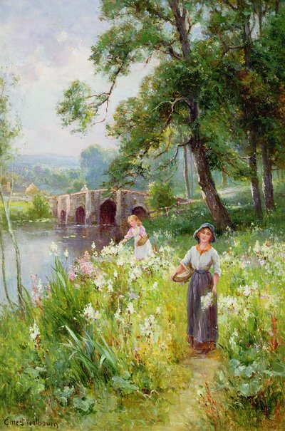 Picking Flowers by the River by Ernest Walbourn